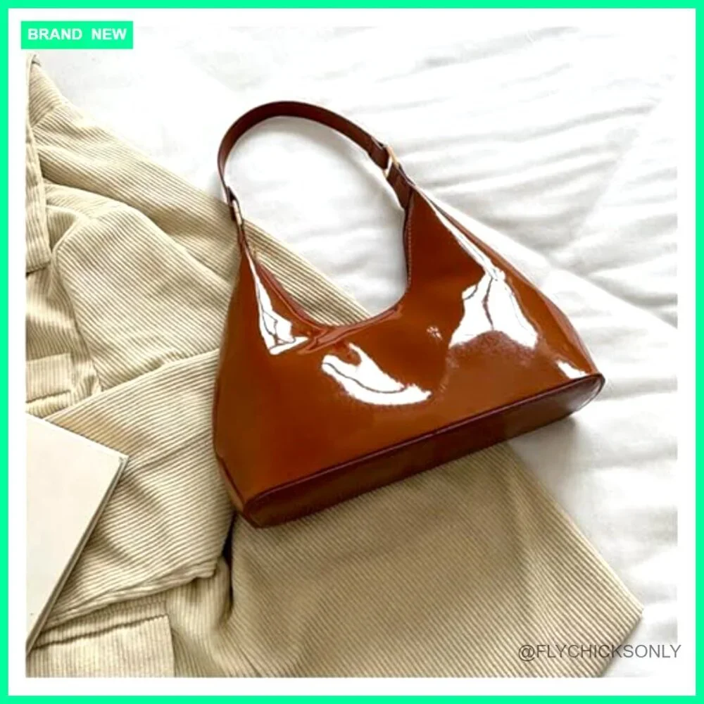 Patent Leather Hobo Bag Small Tote Shoulder Purse for Parties Dating